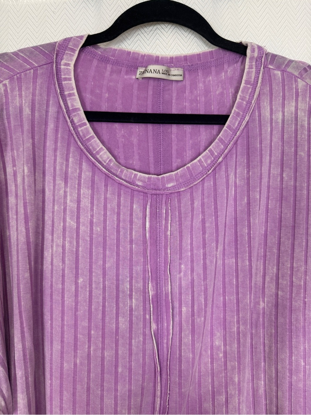 Zenana Acid Wash Lavender Ribbed Women's Top Size L/XL - Picture 5 of 7